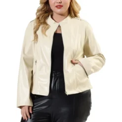 Agnes Orinda Women's Plus Size PU Motorcycle Zipper Pocket Faux Jackets -Agnes Sales Store GUEST 7275355f 941d 4d9e 96bd 96e11c3d6b60