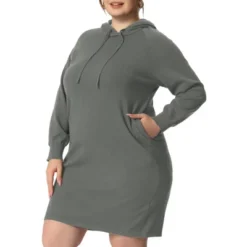 Agnes Orinda Women's Plus Size Fall Rib Knit Pullover Sweater Fashion Long Sleeve Hooded Bodycon Dress -Agnes Sales Store GUEST 728ab7ab 85f6 4305 ae15 0327243c2900