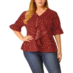 Agnes Orinda Women' S Plus Size V Neck Ruffle Smocked Sleeve Blouses -Agnes Sales Store GUEST 72f9a010 88ac 4ed9 9e21 5d93efec94aa