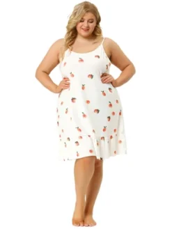 Agnes Orinda Women's Plus Size Sleeveless Fruit Ruffle Hem Nightgown -Agnes Sales Store GUEST 73069e39 001c 4a96 b8bc ad857b676e34