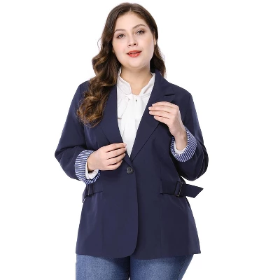 Agnes Orinda Women's Plus Size Work Fashion Notched Lapel Formal Blazer 2 Agnes Orinda Women's Plus Size Work Fashion Notched Lapel Formal Blazer - Image 2