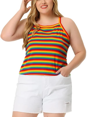 Agnes Orinda Women's Plus Size Stripe Sleeveless Stretch Camisole 6 Agnes Orinda Women's Plus Size Stripe Sleeveless Stretch Camisole - Image 6