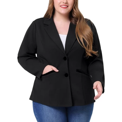 Agnes Orinda Women's Plus Size Button Down Notched Lapel Office Blazers 6 Agnes Orinda Women's Plus Size Button Down Notched Lapel Office Blazers - Image 6
