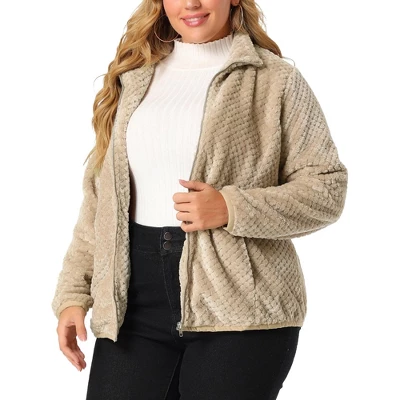 Agnes Orinda Women's Plus Size Lapel Fleece Fuzzy Faux Shearling Zip Up Shaggy Oversized Coat Jackets 6 Agnes Orinda Women's Plus Size Lapel Fleece Fuzzy Faux Shearling Zip Up Shaggy Oversized Coat Jackets - Image 6