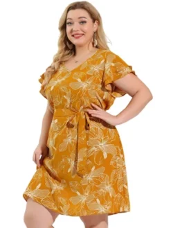 Agnes Orinda Women's Plus Size Floral Tie Waist Outfits Dresses -Agnes Sales Store GUEST 7461aa37 50a6 4b2b a5c7 275de705ab27