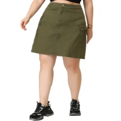Agnes Orinda Women's Plus Size Skirt A Line Casual Above Knee Zipper Front Flare Skirts -Agnes Sales Store GUEST 74947701 e9cc 4df2 a327 f492f1fc1029