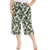 Agnes Orinda Women's Plus Size Floral Trouser Elastic Waist Casual Capri Pants