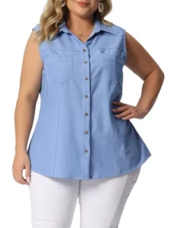 Agnes Orinda Plus Size Summer Tops For Women Sleeveless Button Down Work Shirts Chambray Blouses 2023 13 Agnes Orinda Plus Size Summer Tops For Women Sleeveless Button Down Work Shirts Chambray Blouses 2023 -Agnes Sales Store GUEST 76a1ec72 4e8f 4709 8024 a477ba8bed3e