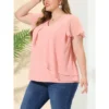 Agnes Orinda Women's Plus Size Elegant V Neck Layered Ruffle Summer Outfits Blouses