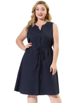 Agnes Orinda Women's Plus Size Elegant Sleeveless Drawstring Dress -Agnes Sales Store GUEST 77882ee9 2302 4d3b a4ac 7143d32fa83e