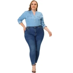Agnes Orinda Women's Plus Size Jean High Waist Buckle Decor Slash Pocket Work Stretch Washed Denim Skinny Jeans 9 Agnes Orinda Women's Plus Size Jean High Waist Buckle Decor Slash Pocket Work Stretch Washed Denim Skinny Jeans -Agnes Sales Store GUEST 77b07821 a043 4a05 990d 76485be7926b