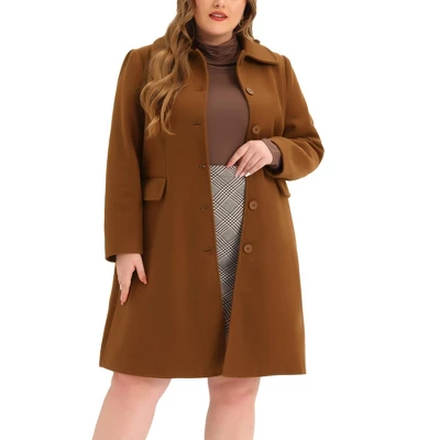 Agnes Orinda Women's Plus Size Coats Peter Pan Collar Single Breasted Long Coat 8 Agnes Orinda Women's Plus Size Coats Peter Pan Collar Single Breasted Long Coat - Image 8