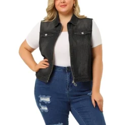 Agnes Orinda Women's Plus Size Trucker Zipper Front Sleeveless Denim Jacket Vests -Agnes Sales Store GUEST 78d385a6 722a 4ed6 b5da daa1560142b5