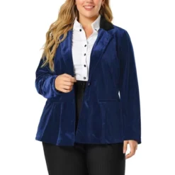 Agnes Orinda Women's Plus Size Winter Velvet Blazer Button Lapel Work Jacket -Agnes Sales Store GUEST 79f41e99 778f 4330 aef2 f7316f226ab7