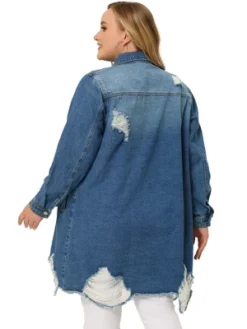 Agnes Orinda Women's Plus Size Classic Jean Distressed Fray Hem Trucker Denim Jackets 8 Agnes Orinda Women's Plus Size Classic Jean Distressed Fray Hem Trucker Denim Jackets -Agnes Sales Store GUEST 79fa6feb f477 4802 8ae6 92cde21484f3