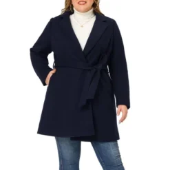 Agnes Orinda Women's Plus Size Work Tie Waist Notched Lapel Long Coat -Agnes Sales Store GUEST 7af7c2c7 4f9f 4fe7 8016 0993ce84f29a