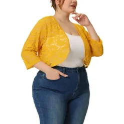 Agnes Orinda Women’s Plus Size Shrug Cardigan 3/4 Sleeves Floral Lace Crop Shrugs -Agnes Sales Store GUEST 7b5f8429 8cf0 4f84 a40e bdce86b1cb96