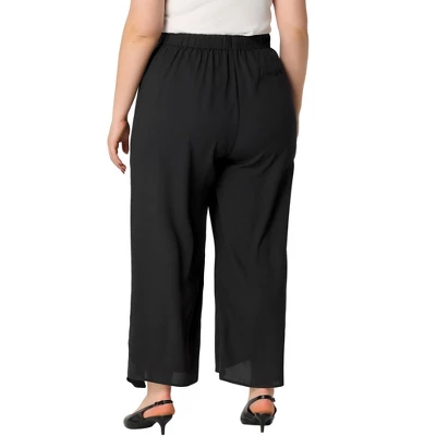 Agnes Orinda Women's Plus Size Split Wide Leg Tie Knot High Rise Palazzo Formal Outfits Pants 3 Agnes Orinda Women's Plus Size Split Wide Leg Tie Knot High Rise Palazzo Formal Outfits Pants - Image 3