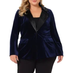 Agnes Orinda Women's Plus Size Velvet Vintage Evening Sparkle Button Contrast Notched Lapel Suit Blazers -Agnes Sales Store GUEST 7bf283a8 ae52 470e 90c5 dd654bd27f0d