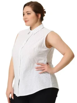 Agnes Orinda Women's Plus Size Sleeveless Shirts Office Button Down Tank Top -Agnes Sales Store GUEST 7c02143a 9342 4184 90fa aca7a9a284f9