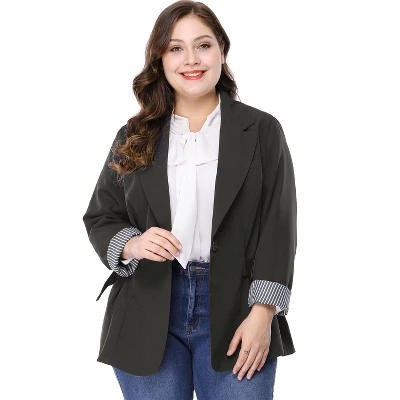 Agnes Orinda Women's Plus Size Work Fashion Notched Lapel Formal Blazer 11 Agnes Orinda Women's Plus Size Work Fashion Notched Lapel Formal Blazer - Image 11