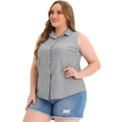 Agnes Orinda Women's Plus Size Sleeveless Shirts Office Button Down Tank Top -Agnes Sales Store GUEST 7c69f9c8 6781 44cd 9423 608e38076bfd