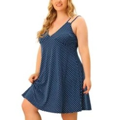 Agnes Orinda Women's Plus Size Deep V Knit Polka Dots Cami Nightgown -Agnes Sales Store GUEST 7c6a700c f574 4ce0 9ad4 75dc15144267