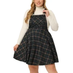 Agnes Orinda Women's Plus Size Elegant Chic Plaid Overalls Fashionable A Line Skirts -Agnes Sales Store GUEST 7c76cd27 fee6 4b90 bd72 828d57fde5e1