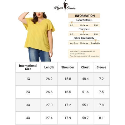 Agnes Orinda Women's Plus Size Casual Trendy V Neck Flare Sleeve Striped T-shirts 5 Agnes Orinda Women's Plus Size Casual Trendy V Neck Flare Sleeve Striped T-shirts - Image 5