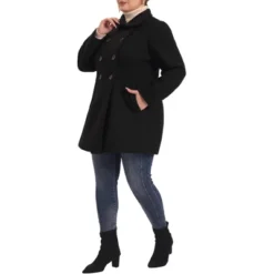Agnes Orinda Women's Plus Size Peter Pan Collar Double Breasted Winter Long Coats