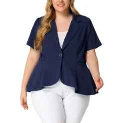 Agnes Orinda Women's Plus Size Formal Office Work Short Sleeve Button Blazers -Agnes Sales Store GUEST 7d484936 f3f6 473f 930f 7991e721d62b
