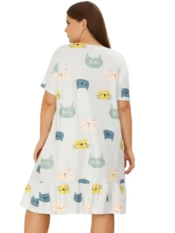 Agnes Orinda Women's Plus Size Short Sleeve Soft Comfy Lovely Cat Sleep Dress -Agnes Sales Store GUEST 7ec44eb4 2f7a 4176 896f bb825d61189a