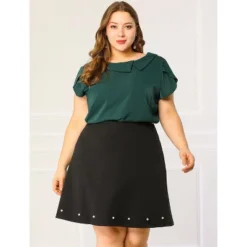 Agnes Orinda Women's Plus Size Elegant Workwear Flutter Sleeve Chiffon Blouse