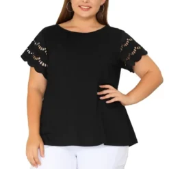 Agnes Orinda Women's Plus Size Lace Panel Elegant Work Short Sleeve Top -Agnes Sales Store GUEST 7f7ffbfe 6453 43ad a561 5157f56c3db7
