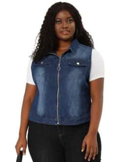 Agnes Orinda Women's Plus Size Trucker Zipper Front Sleeveless Denim Jacket Vests -Agnes Sales Store GUEST 7fb73193 8d34 4d36 85de 7ba9d484bb27