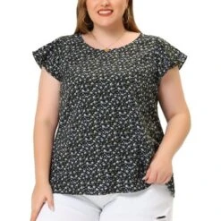 Agnes Orinda Women's Plus Size Floral Short Sleeve Casual Blouse -Agnes Sales Store GUEST 805b1ae1 c3fb 4845 9c43 f47ca63c3866
