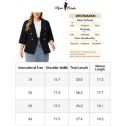 Agnes Orinda Women's Plus Size Office Button Front 3/4 Roll-Up Sleeve Peplum Work Blazers -Agnes Sales Store GUEST 805eba39 c1be 4c9d 9b97 cbd091022ac7