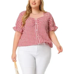 Agnes Orinda Women's Plus Size Gingham 1950s Sweetheart Neck Plaid Blouse 13 Agnes Orinda Women's Plus Size Gingham 1950s Sweetheart Neck Plaid Blouse -Agnes Sales Store GUEST 80995fec 69d1 43af a500 ea1e75c7fe48