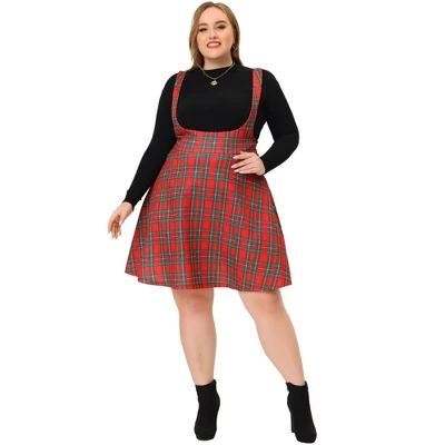 Agnes Orinda Plus Size Suspenders Skirts For Women A Line Mini Tartan Overall Pinafore Dress Suspender Skirt 2 Agnes Orinda Plus Size Suspenders Skirts For Women A Line Mini Tartan Overall Pinafore Dress Suspender Skirt - Image 2