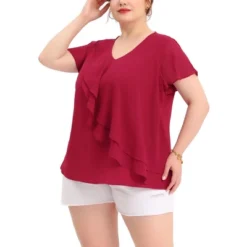 Agnes Orinda Women's Plus Size Elegant V Neck Layered Ruffle Summer Outfits Blouses 13 Agnes Orinda Women's Plus Size Elegant V Neck Layered Ruffle Summer Outfits Blouses -Agnes Sales Store GUEST 810c9b68 7c78 40f5 963a 2031061f6eb9