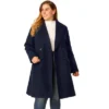 Agnes Orinda Women's Plus Size Winter Peacoat Notched Lapel Double Breasted Long Overcoats