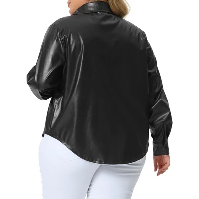 Agnes Orinda Women's Plus Size Faux Leather Long Sleeves Button Motorcycle Biker Moto Jackets 3 Agnes Orinda Women's Plus Size Faux Leather Long Sleeves Button Motorcycle Biker Moto Jackets - Image 3