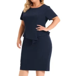 Agnes Orinda Women's Plus Size Short Sleeve Work Formal Body-con Pencil Sheath Dresses -Agnes Sales Store GUEST 81c8684f 781a 4b56 8f66 b1aaa5bb3f1c