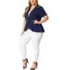 Agnes Orinda Women's Plus Size Formal Office Work Short Sleeve Button Blazers