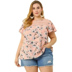 Agnes Orinda Women's Plus Size Top Floral Lace Panel Keyhole Back Flare Sleeve 12 Agnes Orinda Women's Plus Size Top Floral Lace Panel Keyhole Back Flare Sleeve -Agnes Sales Store GUEST 83fc6b05 2b07 41b7 9400 ab970a2ae177