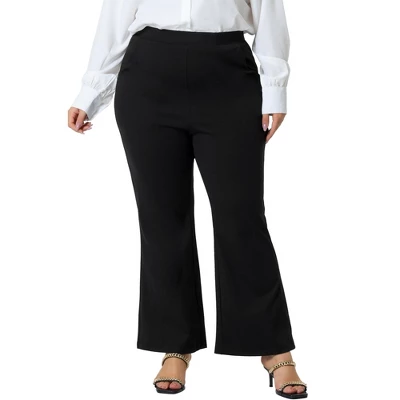 Agnes Orinda Women's Plus Size Bell Bottom Flare Leg Stretchy High Waist With Pockets Long Pants 1 Agnes Orinda Women's Plus Size Bell Bottom Flare Leg Stretchy High Waist With Pockets Long Pants
