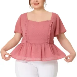 Agnes Orinda Women's Plus Size Peplum Sweetheart Neck Swiss Dots Blouse -Agnes Sales Store GUEST 8516f47a 2618 4f90 83db 9833c2f2bd9b