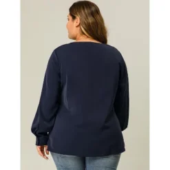 Agnes Orinda Women's Plus Size V Neck Long Sleeve Twist Knot Top -Agnes Sales Store GUEST 85292c5f 8065 44d2 87e5 8512b4eb225e