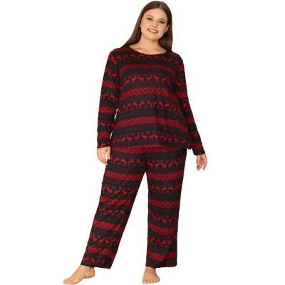 Agnes Orinda Women's Plus Size Winter 2 Piece Soft Long Sleeve Pajama Set 2 Agnes Orinda Women's Plus Size Winter 2 Piece Soft Long Sleeve Pajama Set - Image 2