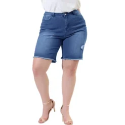Agnes Orinda Women's Plus Size Denim Shorts Mid Rise Ripped Frayed Bermuda Jean Shorts -Agnes Sales Store GUEST 859ff9ac 6718 4b0e ae6d b7e17402d02d